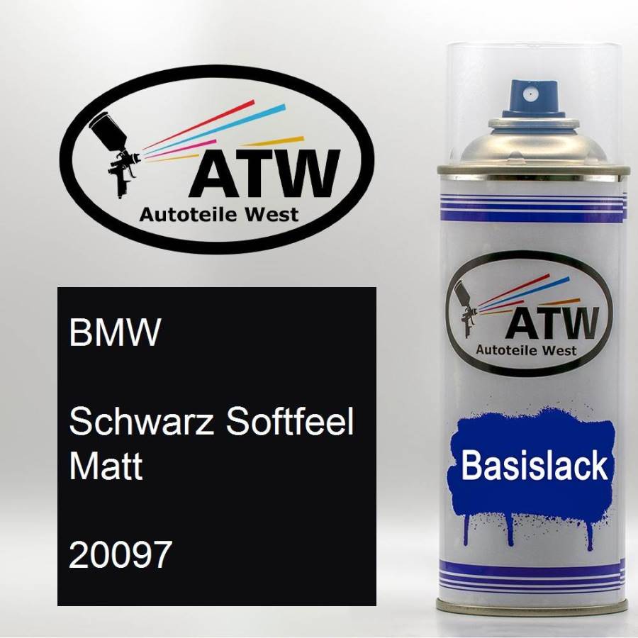 BMW, Schwarz Softfeel Matt, 20097: 400ml Sprühdose, von ATW Autoteile West.